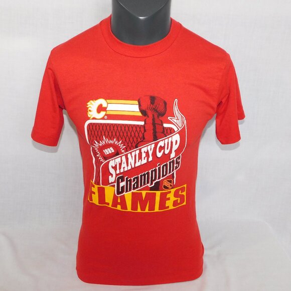 VTG 1989 NHL Stanley Cup Champions Calgary Flames Mens M T Shirt Screen Stars - Picture 1 of 8